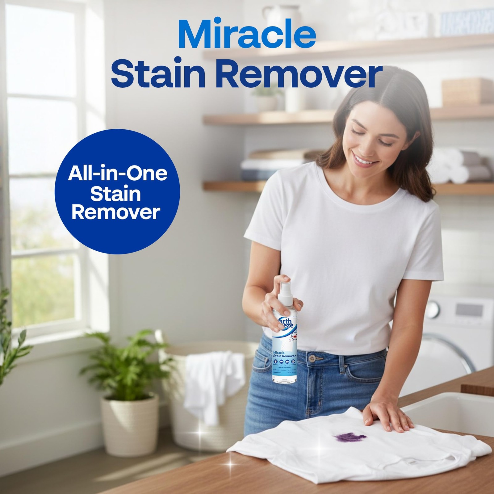 Earth Breeze Miracle Stain Remover Spray – Powerful 8 Fl Oz (Pack of 1)