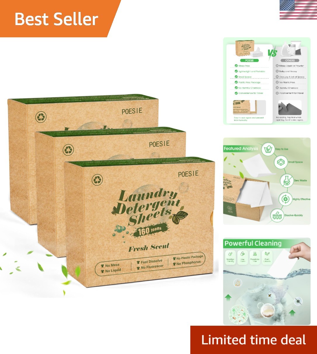 Laundry Detergent Sheets 3 Pack 480 Sheets 240 Loads Laundry Detergent for Tr…