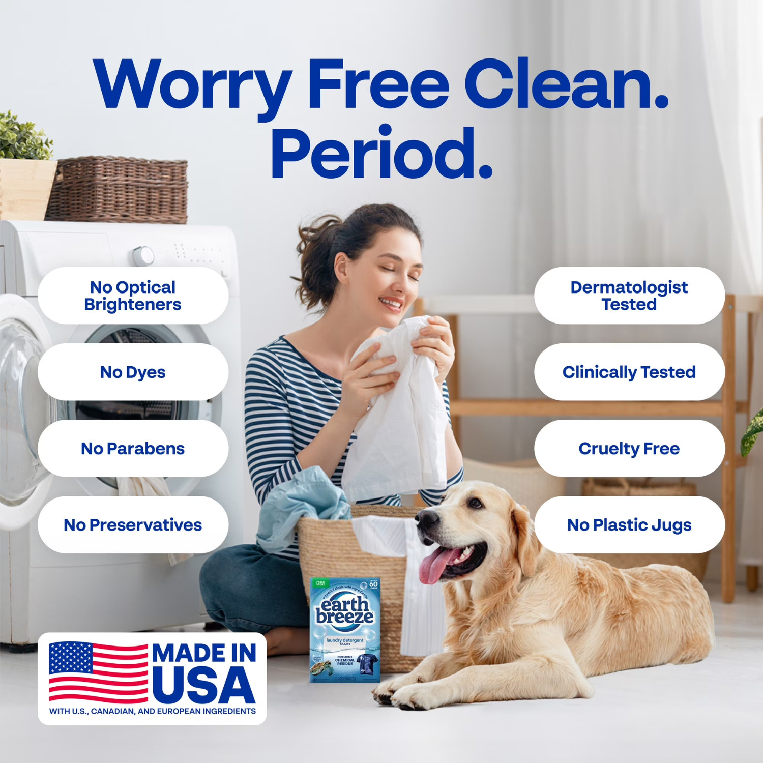 2 Pack Earth Breeze Laundry Detergent Sheets Fresh Scent 60 Loads Hypoaller