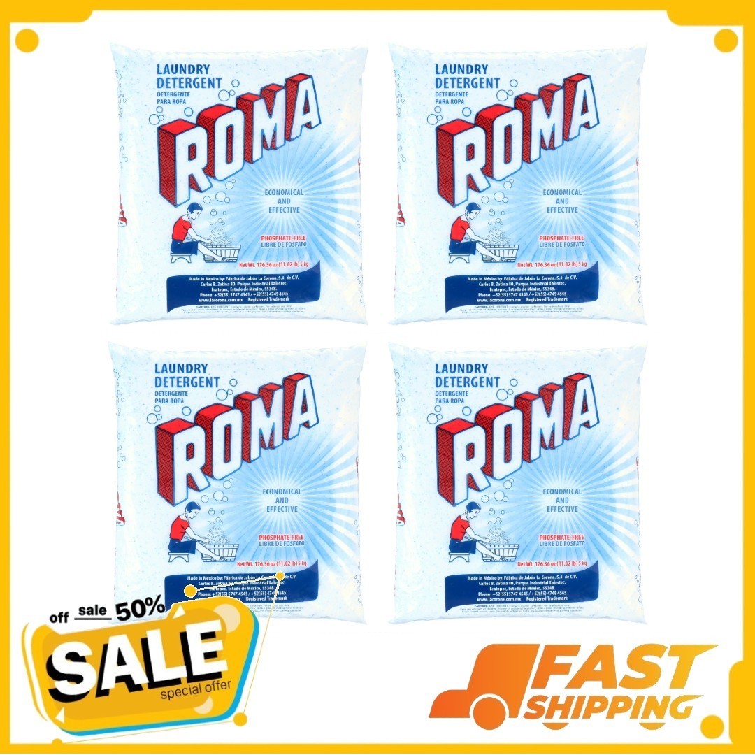 ( 4 Pack ) Roma Laundry Detergent, Heavy-Duty Use, All Ages, 11 lb