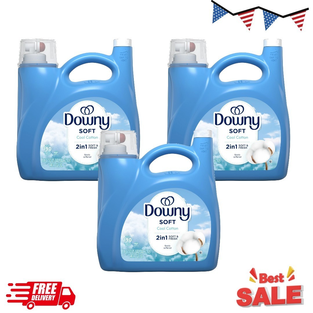 3P Downy Liquid Laundry Fabric Softener and Conditioner, Cool Cotton Scent, 190L