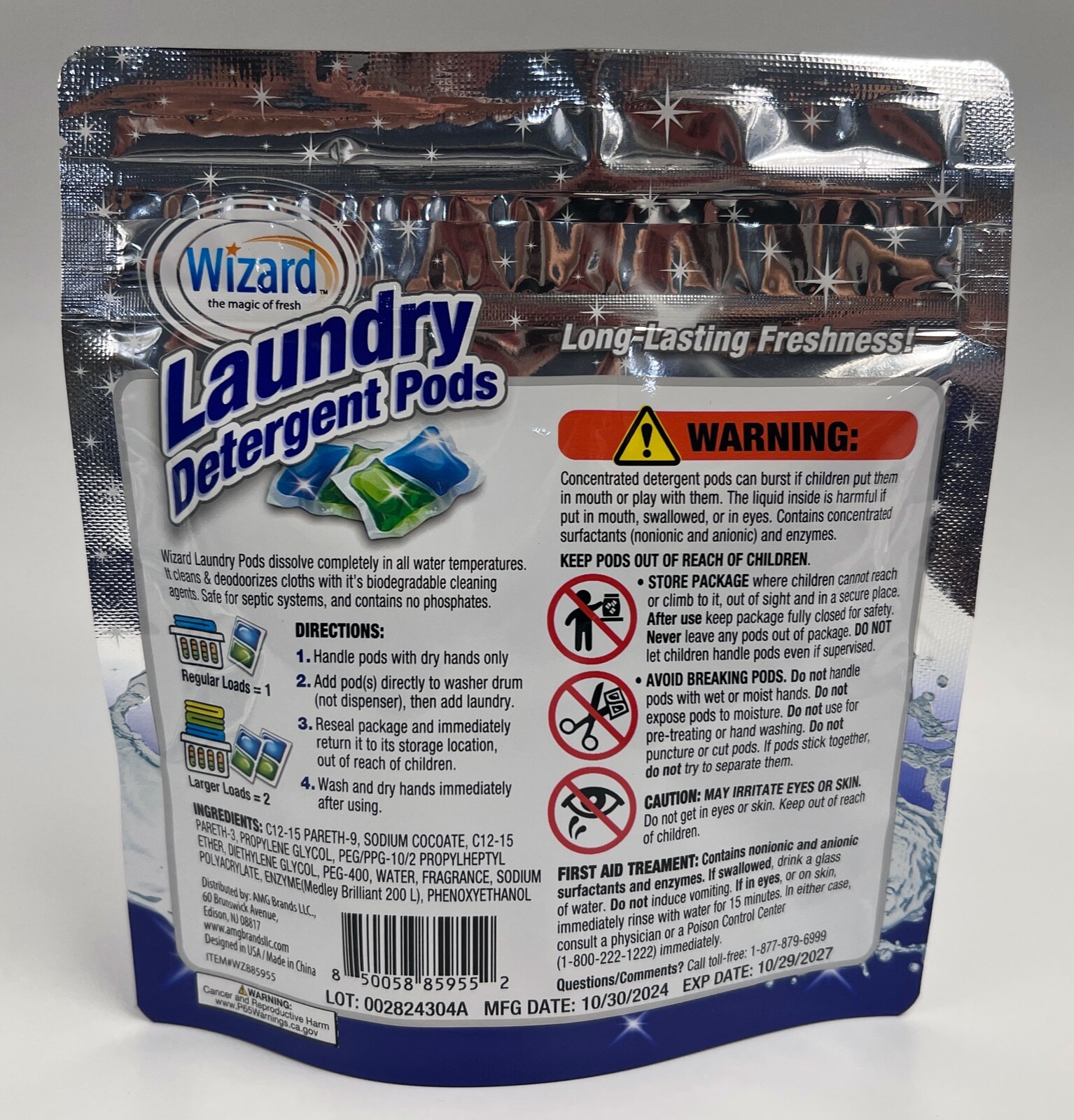 144 Count Wizard Ocean Fresh Laundry Detergent Pods 12 Pack of 12 – NEW