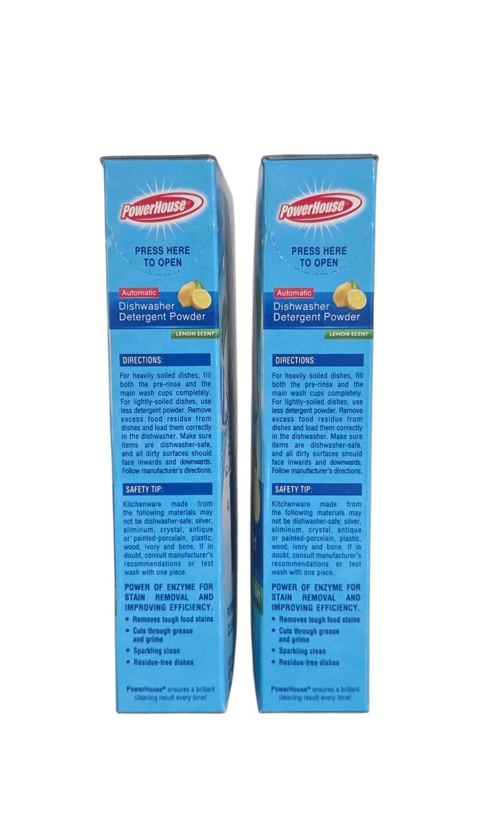 PowerHouse Automatic Dishwasher Detergent Powder Lemon Scent 14 oz ~Lot Of 2