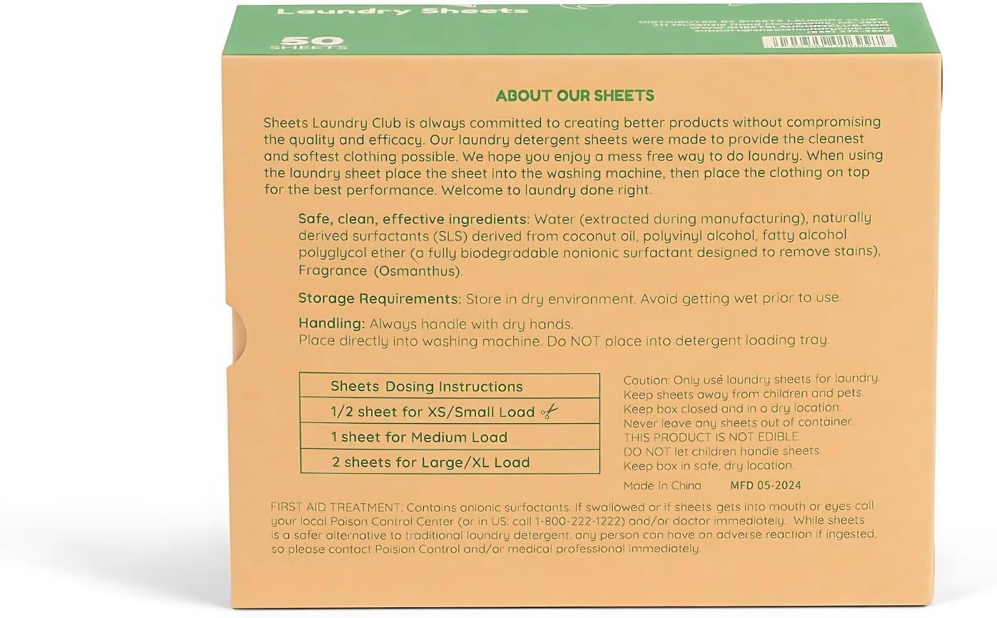 Lightweight Eco-Friendly Laundry Detergent Sheets – 50 Quick Dissolvable Sheets
