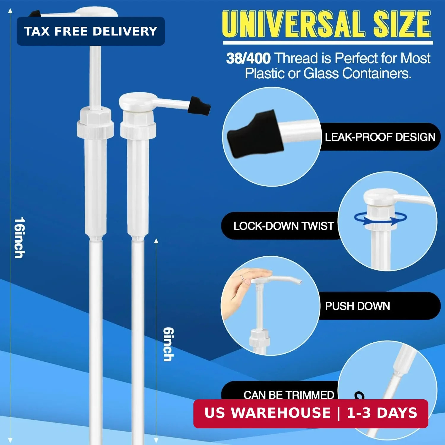 2 Pack 5 Gallon Pump Dispenser 38-400 1 oz Dispenser Pump for Large Gallon Bucke