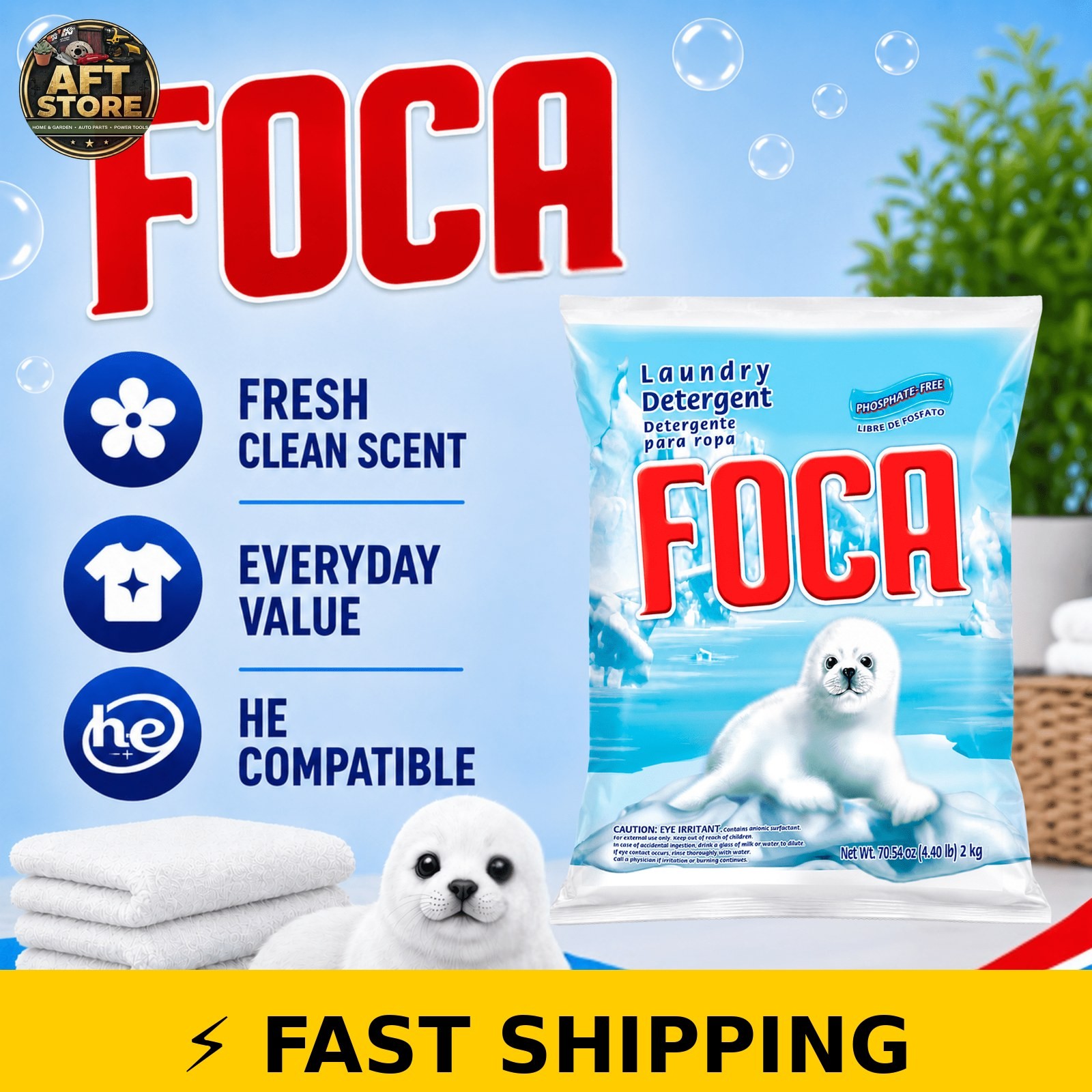 Foca Biodegradable Laundry Detergent – 70.54 oz Powder