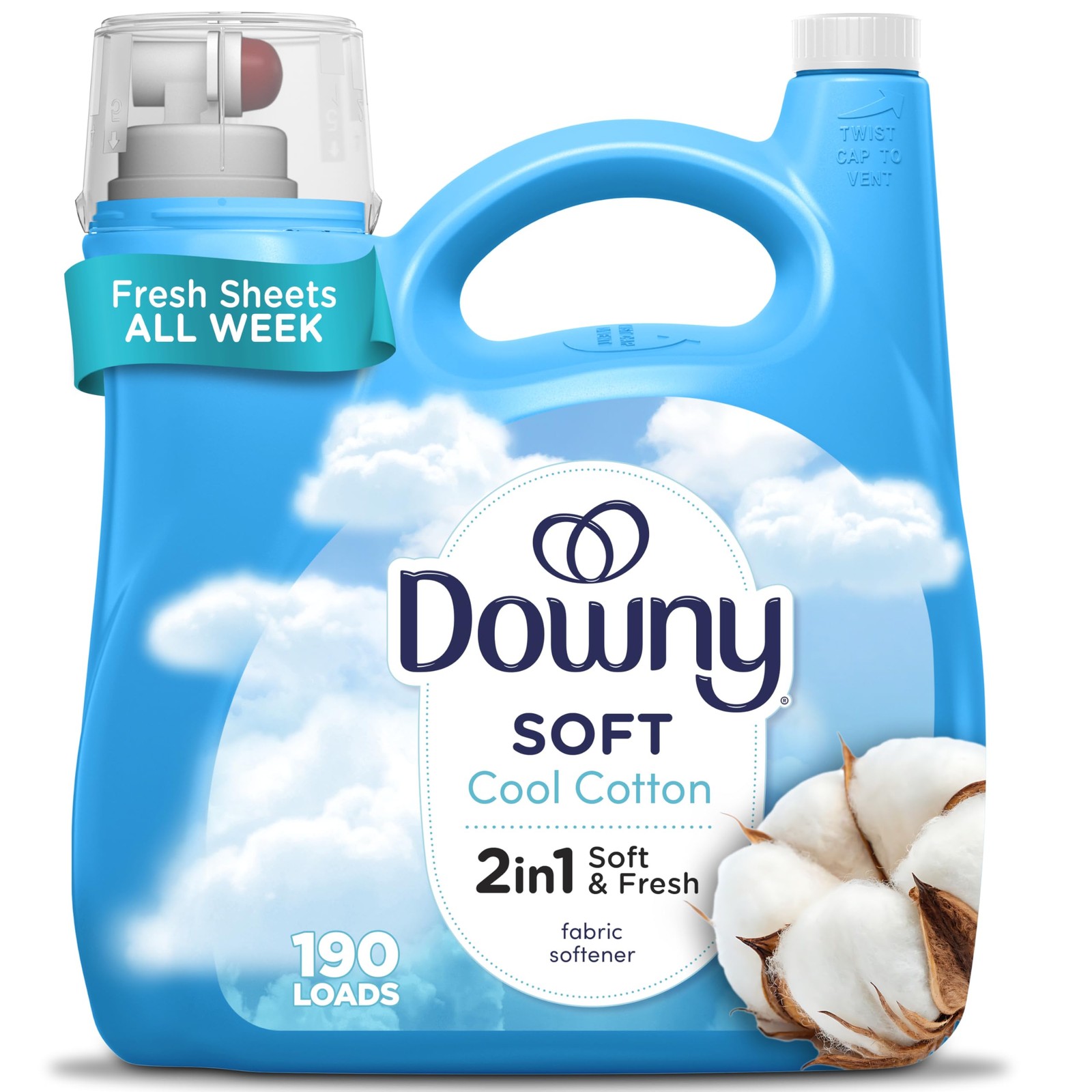Soft, 2 in 1 Soft and Fresh Liquid Fabric Softener, Cool Cotton, 140 fl oz, 1…