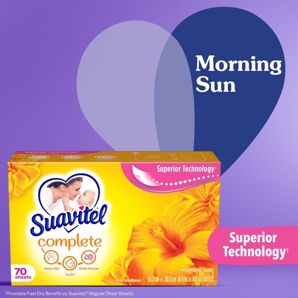 (6 pack) Complete Dryer Sheets, Fabric Conditioner, Morning Sun, 70 Sheets