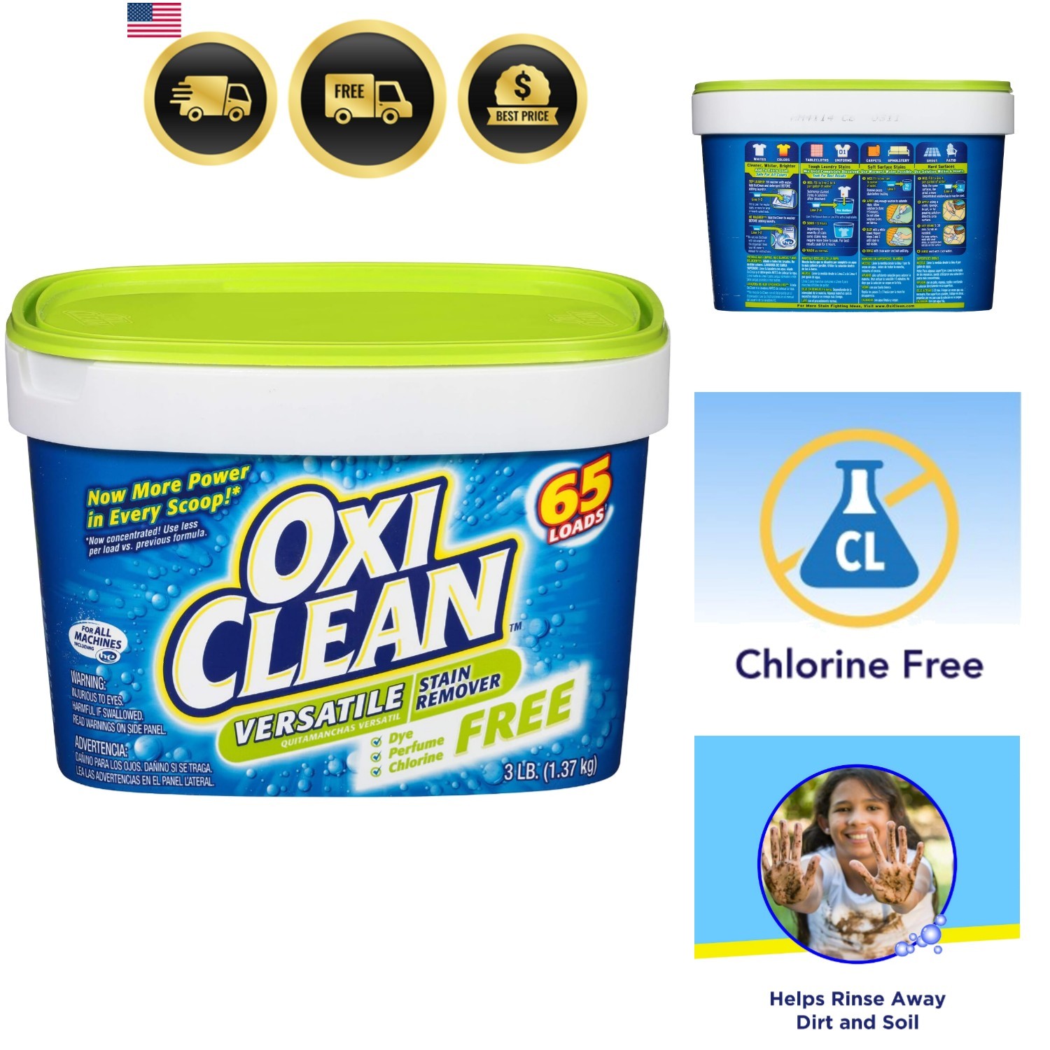 Versatile Stain Remover Free, 3 lbs, Pack of 4