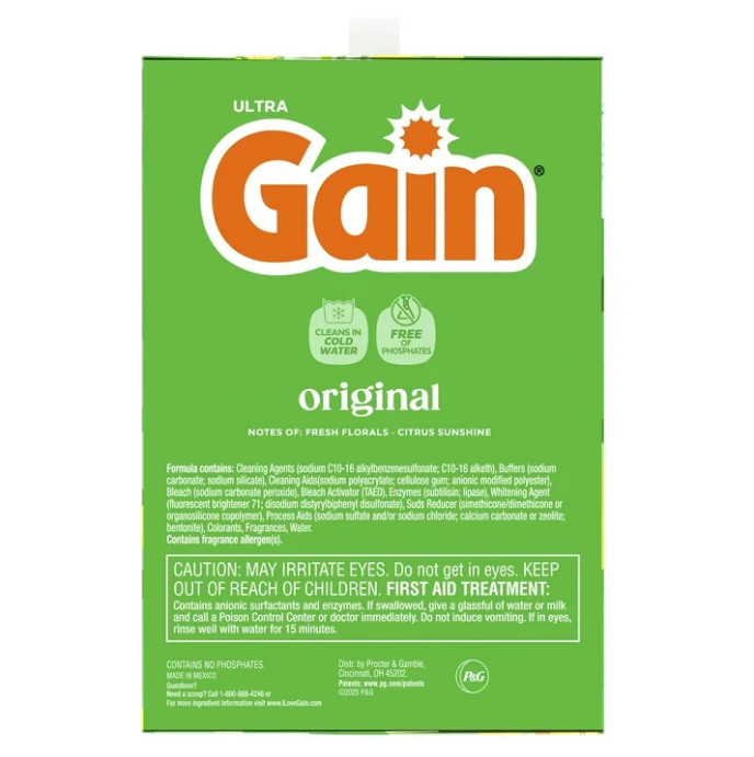 2 PACK Gain Powder Laundry Detergent, Original Scent, 154 oz, 167 Loads