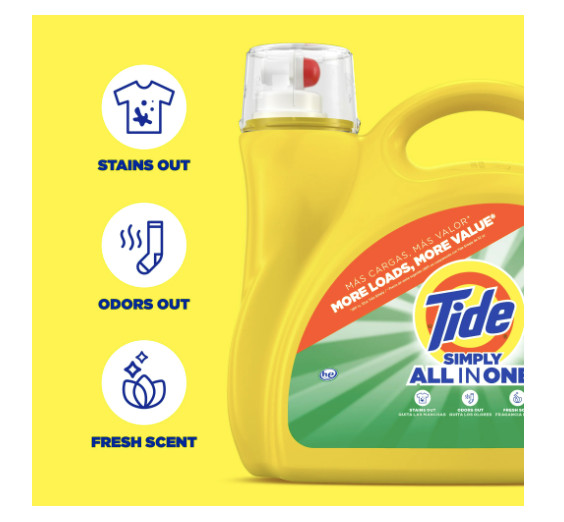 Tide Simply Liquid Laundry Detergent Daybreak Fresh 182 fl oz – 138 Loads Clean