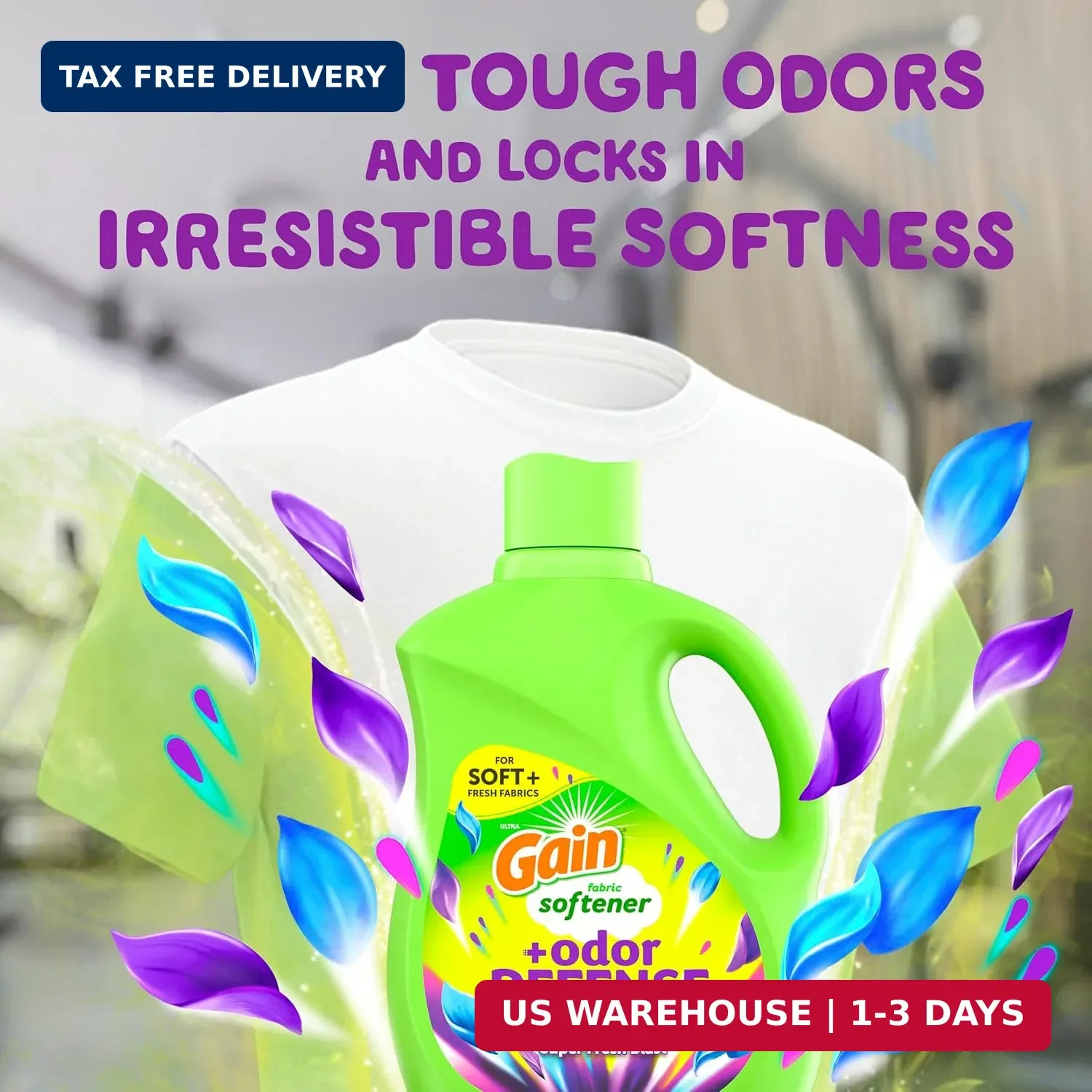 Gain Super Fresh Blast Liquid Odor Defense Fabric Softener, 140 FL OZ 190 Load,