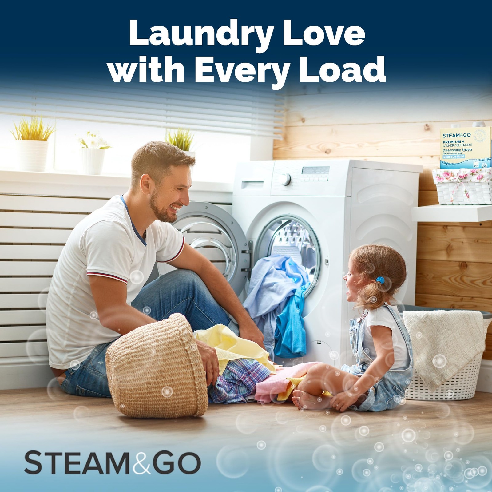 30 Count Steam Go 5-in-1 Dissolvable Laundry Detergent Sheets Hotel Scent