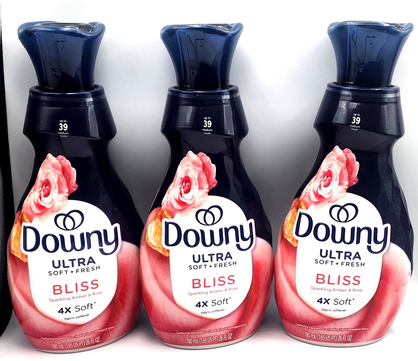 3 Downy ULTRA BLISS Sparking Amber & Rose Fabric Conditioner Softener 26 oz Ea