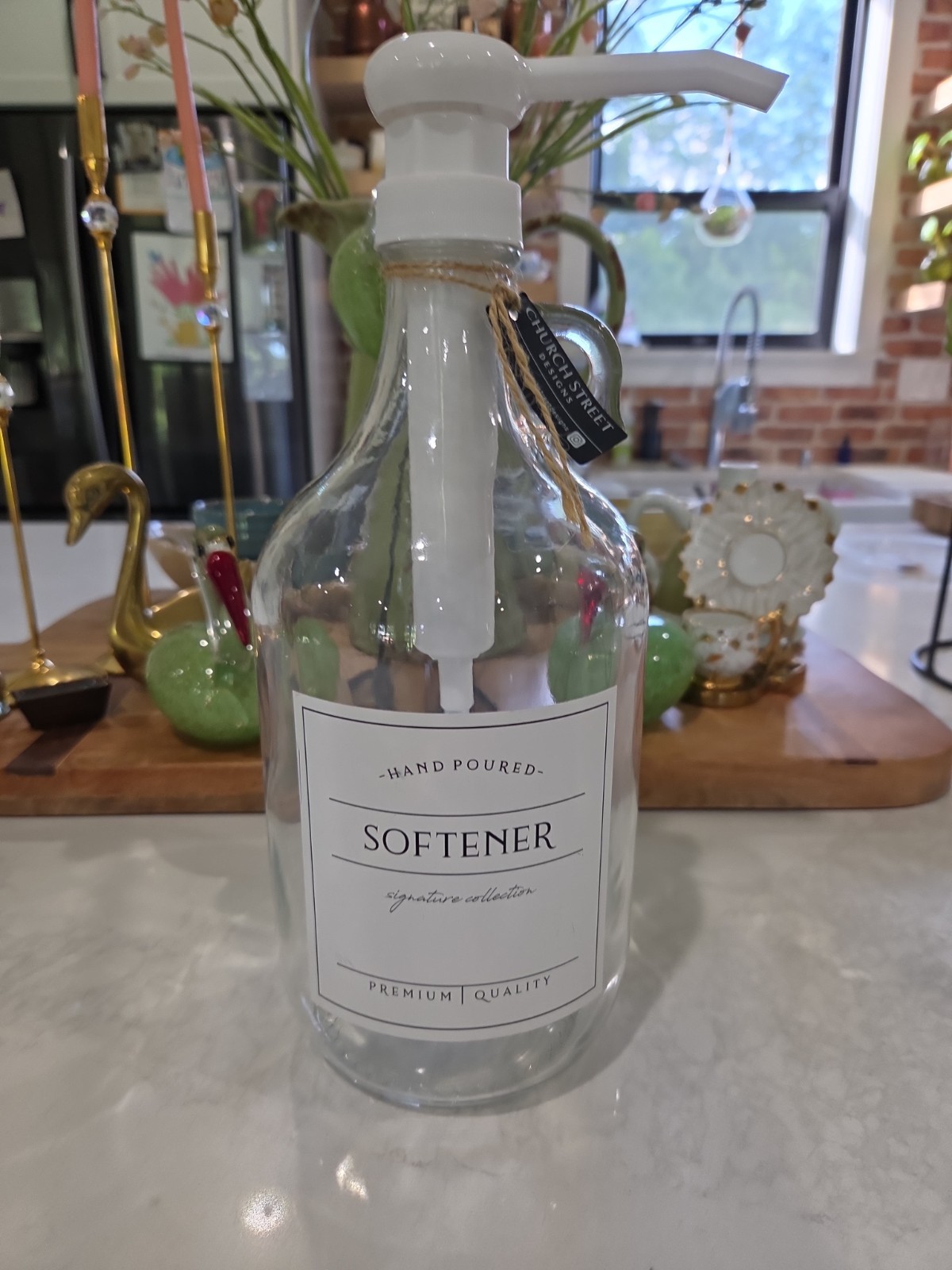Half Gallon Clear Glass Bottle Laundry Detergent Jug Apothecary Style w/ Pump