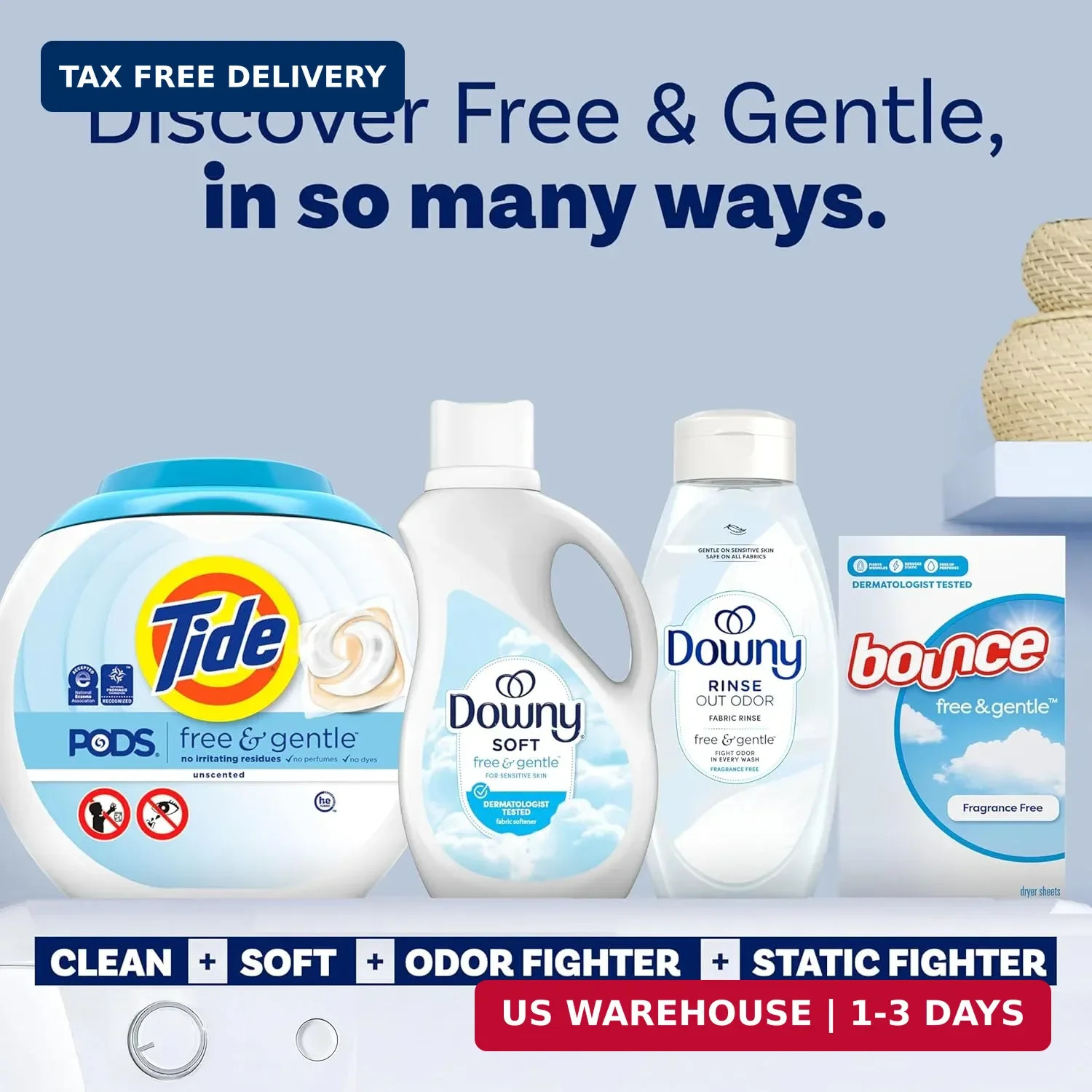 Downy Free & Gentle Hypoallergenic Liquid Fabric Softener 111 fl oz 150 Loads