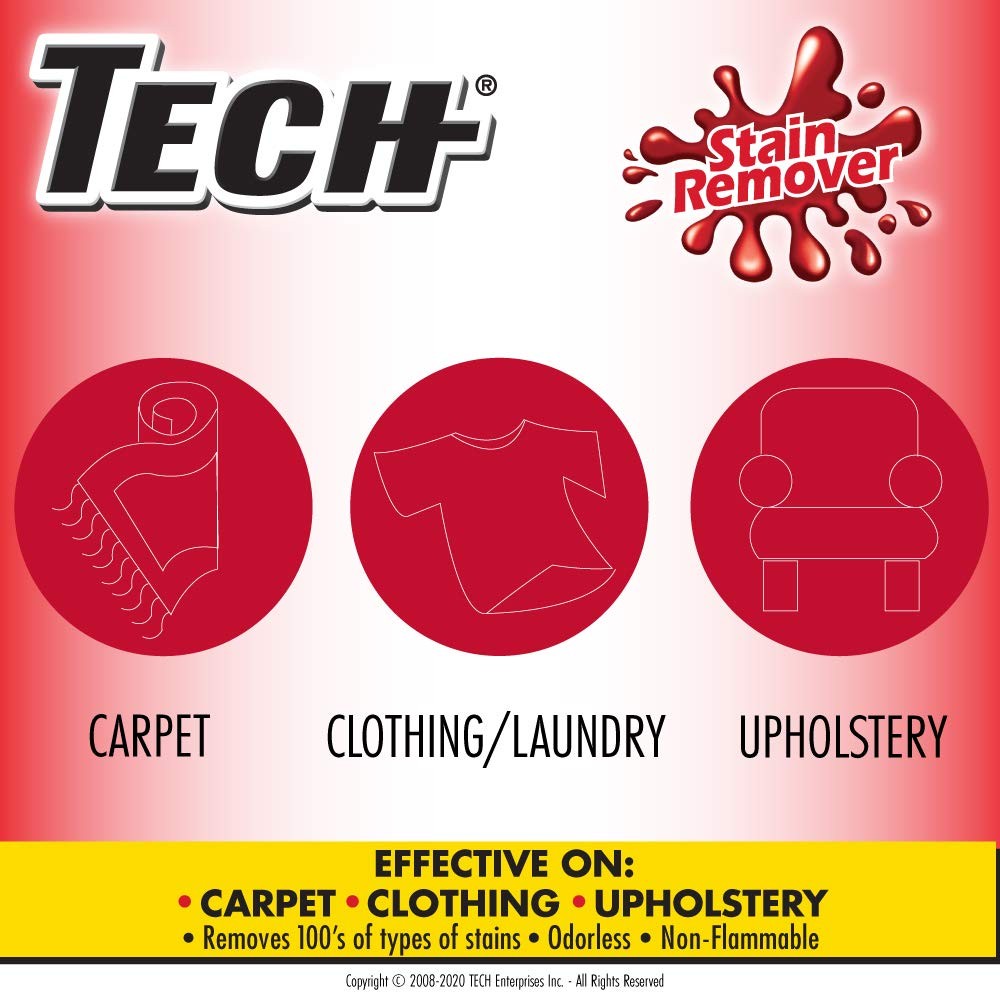 TECH Stain Remover, 24 oz Spray Bottle, For Carpet, Clothes, Upholstery