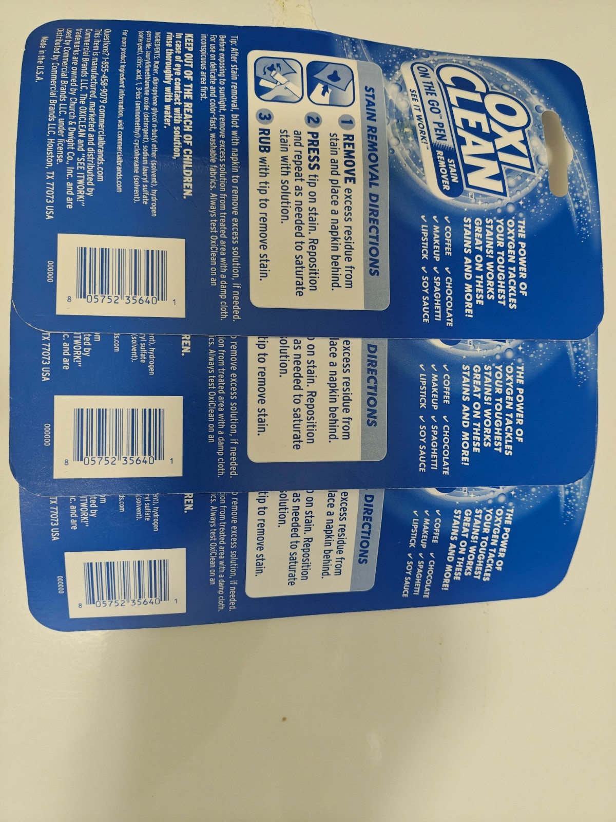 OxiClean On The Go Pen Stain Remover 3 Pack – BONUS SIZE 10% MORE!!! 66ml