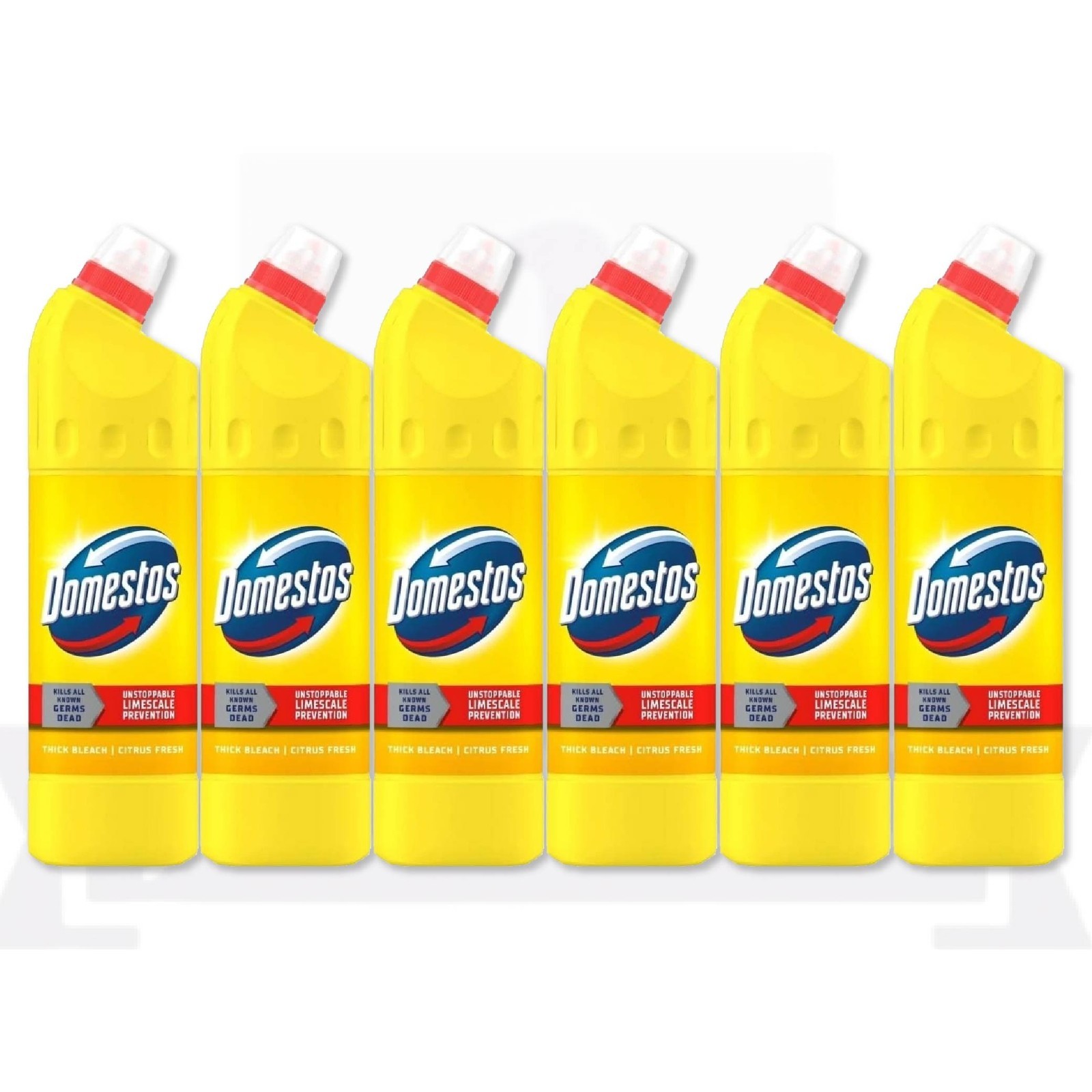 Domestos Citrus Bleach, Powerful Toilet Cleaner, Fresh Scent 750ml – PACK OF 6