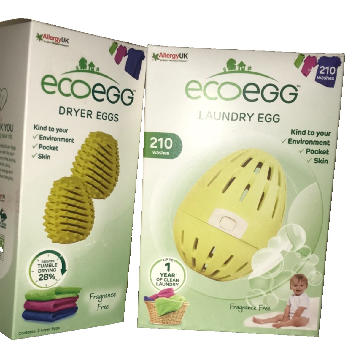 ECOEGG 🇬🇧 FRAGRANCE FREE Laundry Egg + Dryer Egg – 210 WASHES (Up To a Year)