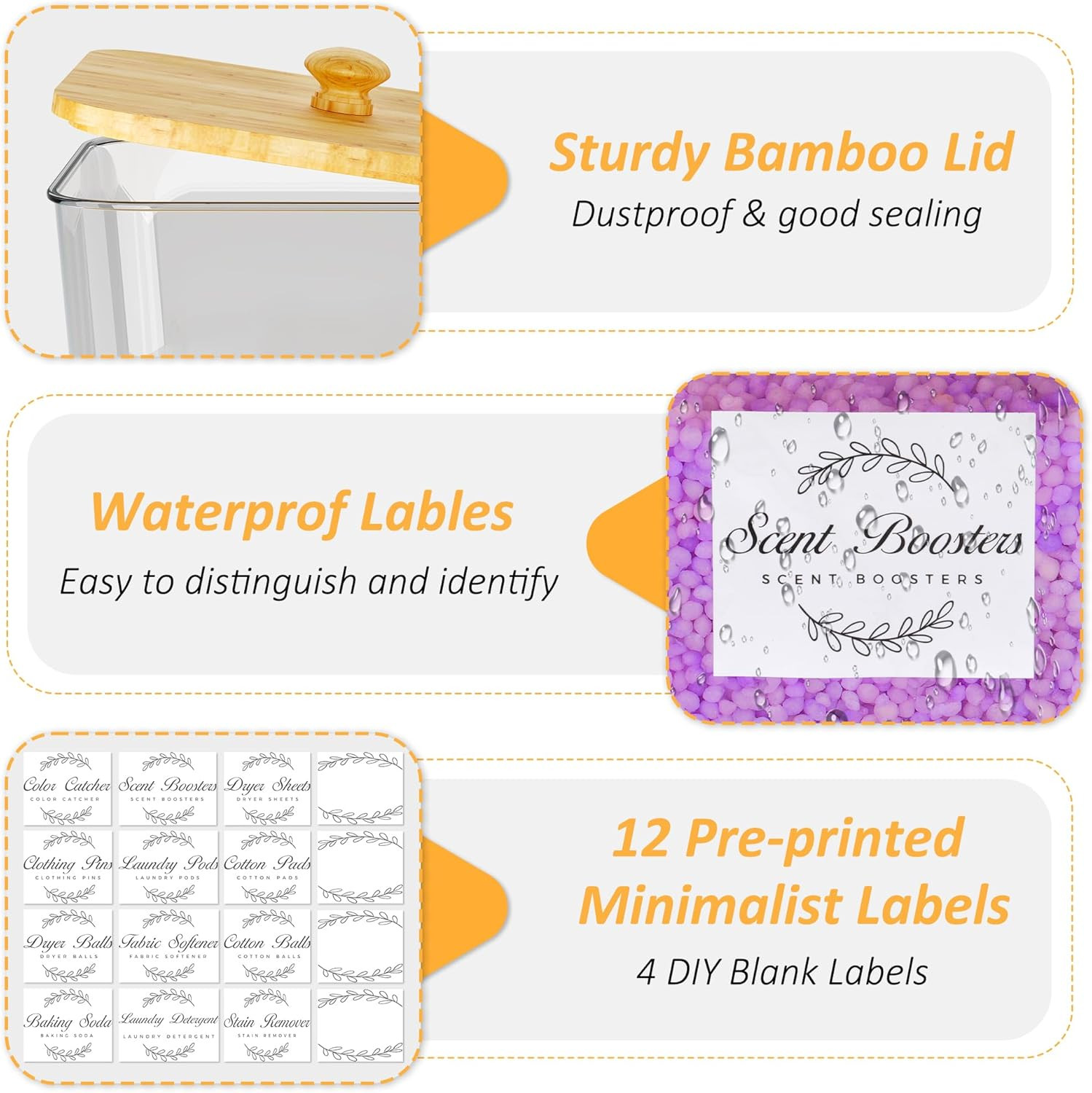 4+1 Pack Laundry Pods Container & Dryer Sheet Holder Set,Clear Laundry Room Orga