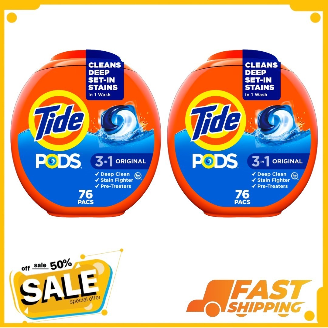( 2 Pack ) Tide PODS Laundry Detergent Soap Pacs, Original Scent, 76 Count
