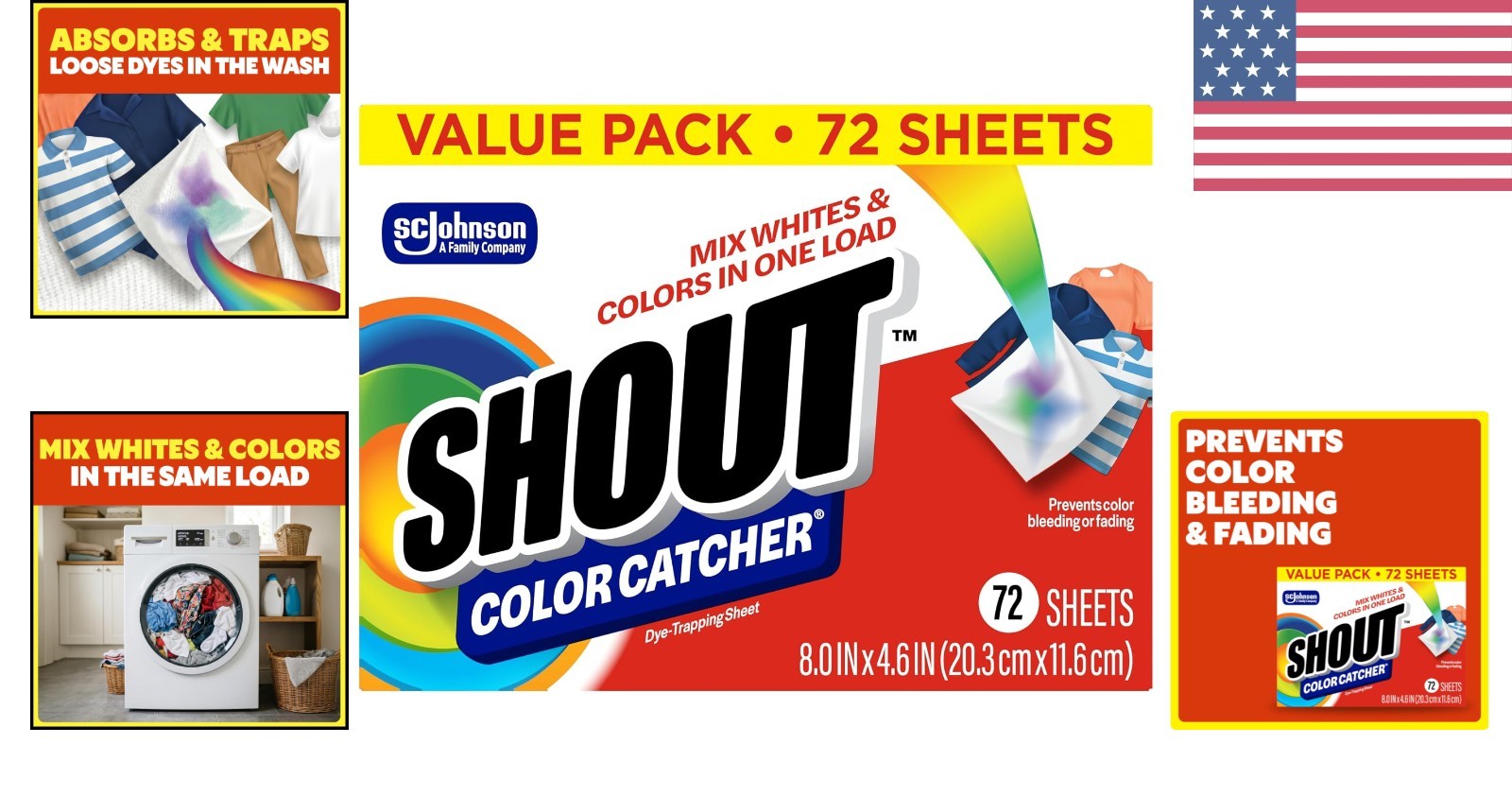 Laundry Color Protection Shout Color Catcher Sheets 72 Count – Time Saver