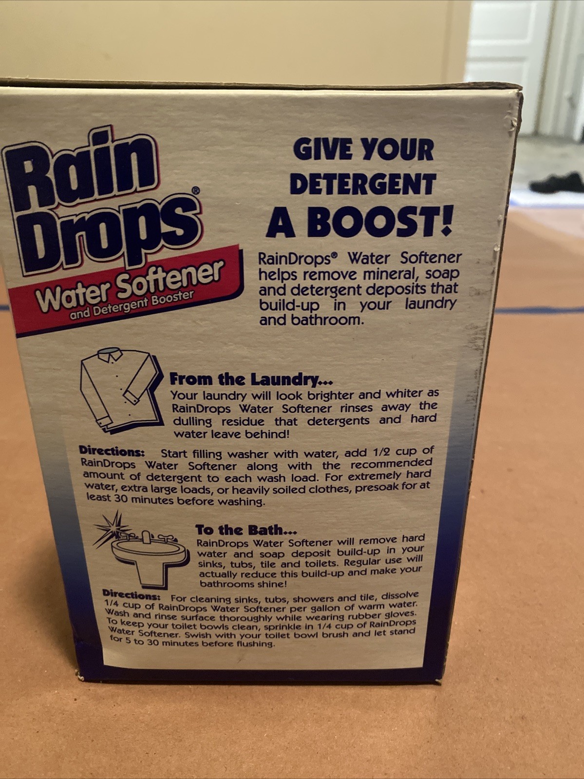 Vintage NOS Rain Drops Water Softener and Detergent Booster 42 Oz New & Sealed