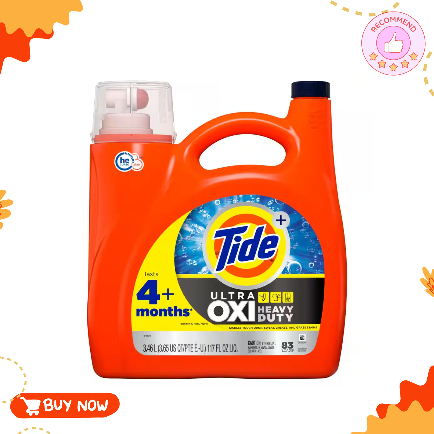 117 oz. Ultra Oxi Heavy Duty Liquid Laundry Detergent, Original Scent, 83 Loads