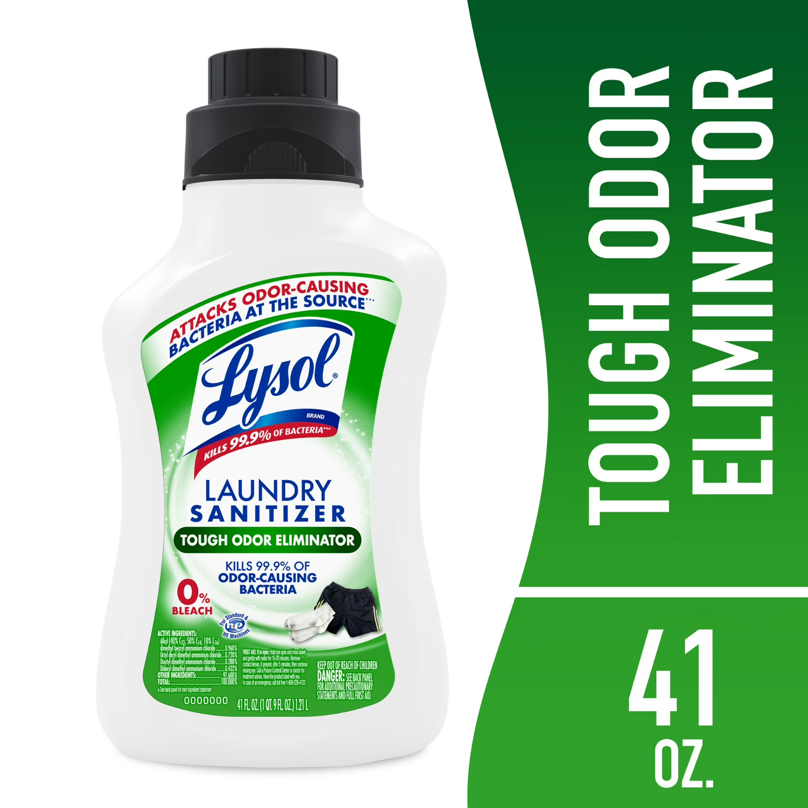 Lysol Tough Odor Eliminator Laundry Sanitizer Additive, 0% Bleach, 41 fl oz