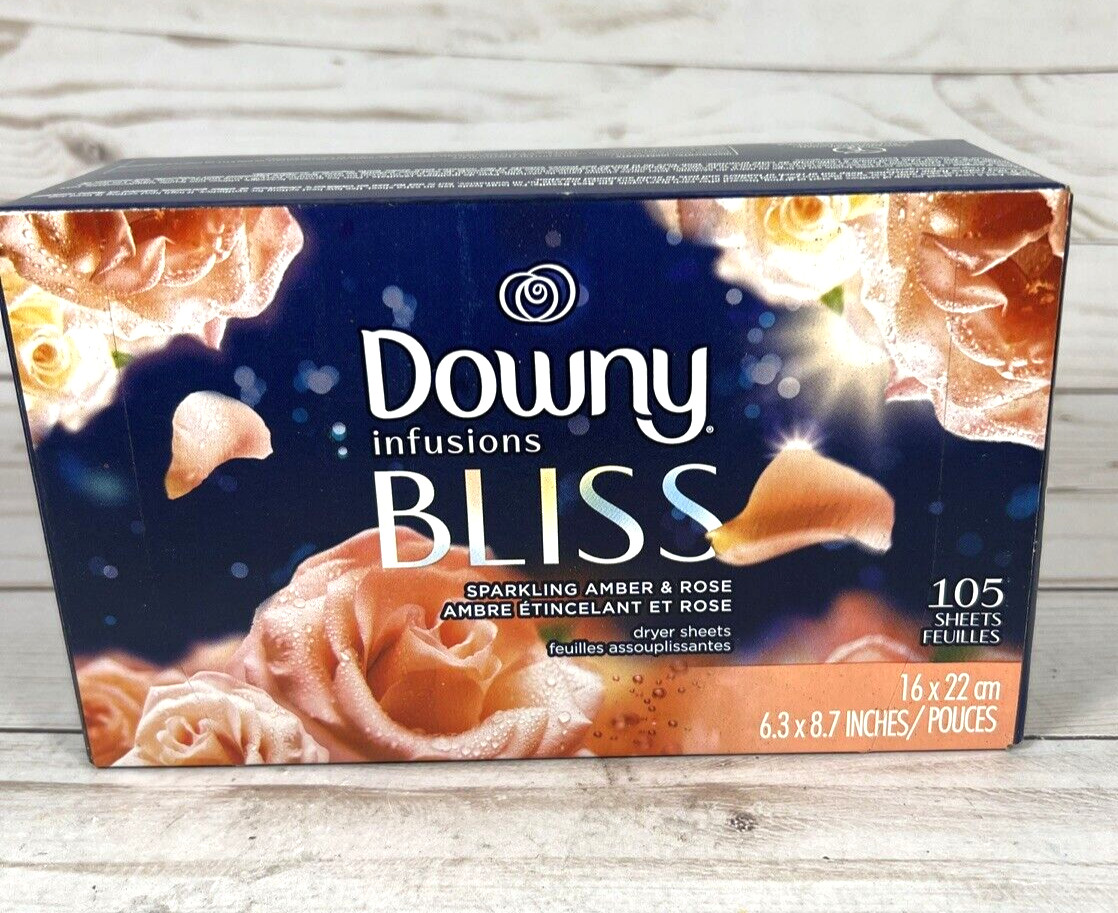 Downy Infusions Bliss Sparkling Amber & Rose Dryer Sheets 105cnt ( 2 Pack)