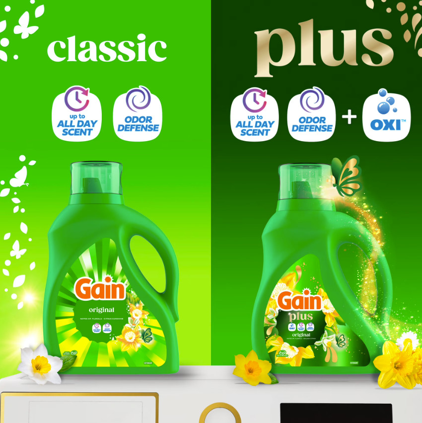 (4 Pack) Gain Plus Laundry Detergent Liquid, Original Scent, 60 fl oz, 45 Loads