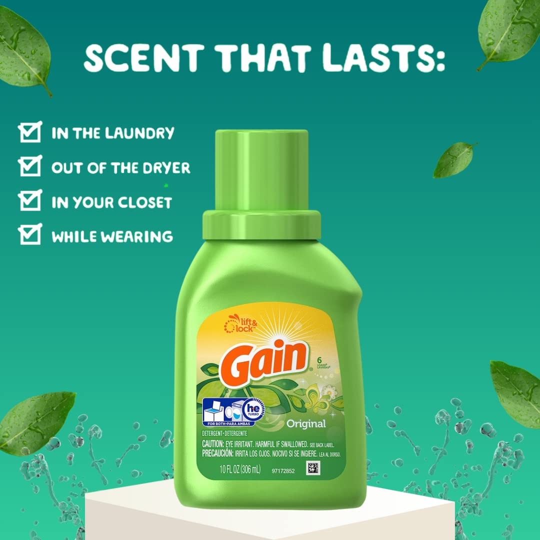 Gain Original Scent Laundry Detergent 10 Fl Oz Pack Of 1 Fresh Clean Fragrance