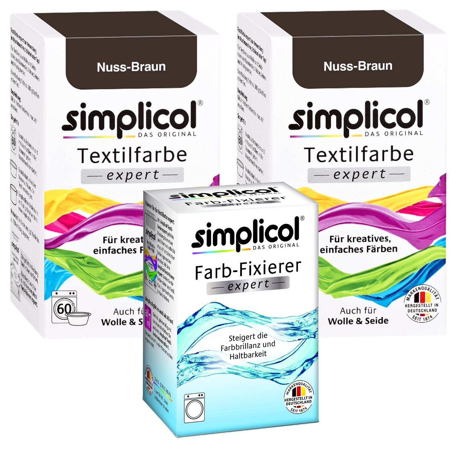 SIMPLICOL Textile Paint EXPERT NUT BROWN for 600g Fabric 2x Paint and 1x Fixer