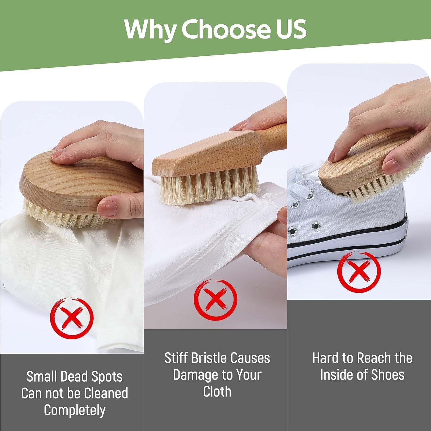 Soft Bristle Cleaning Brush for Fabrics – Gentle Stain Removal with Beech Handle