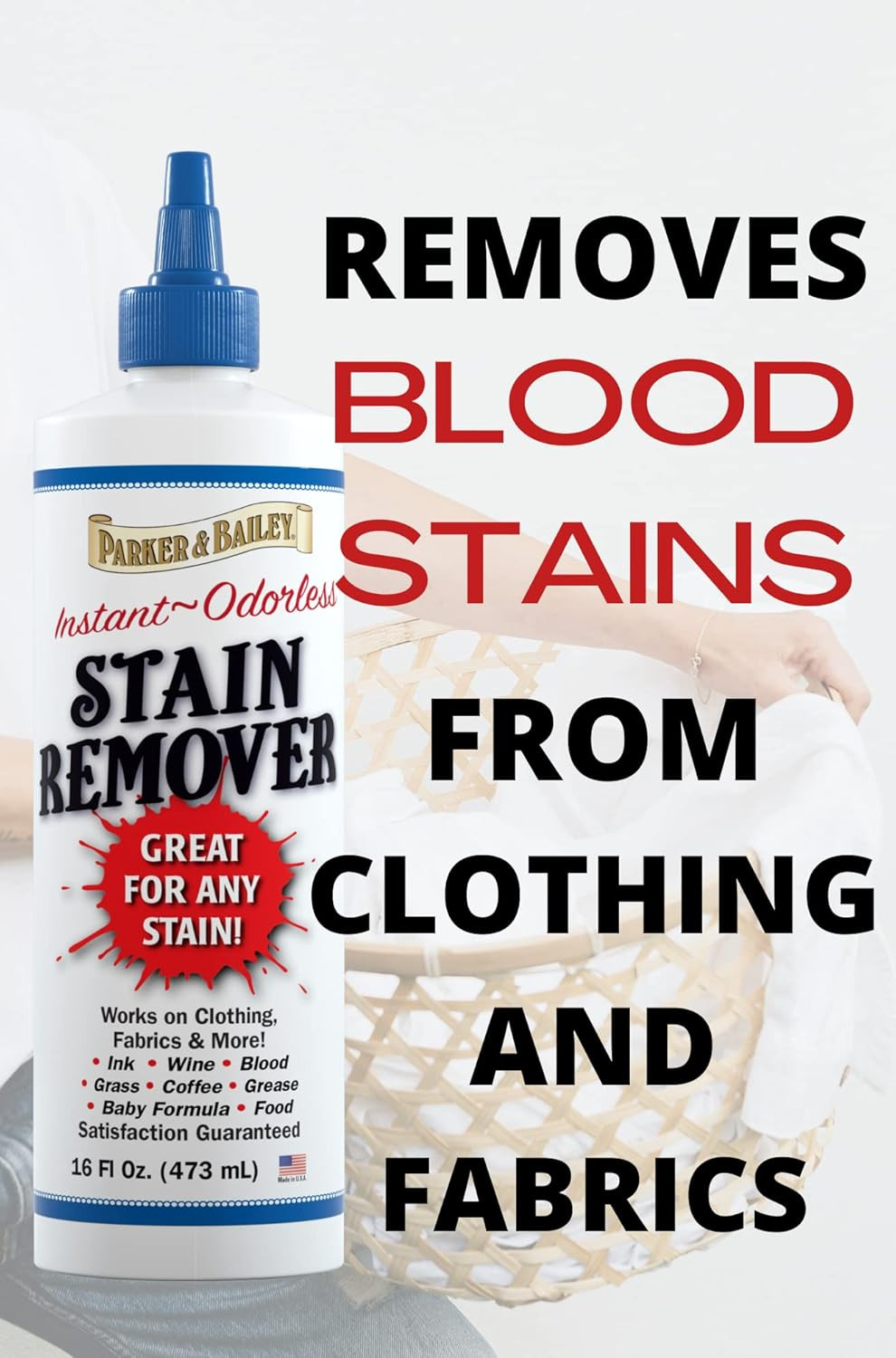 Parker and Bailey Stain Remover- Blood Stain Remover for Carpet, Clothes, Sheets