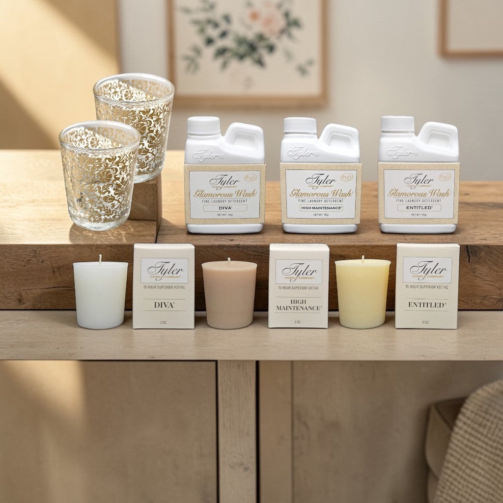 Tyler Candle Glamorous Wash and Candle Gift Set | Diva, High Maint., Entitled