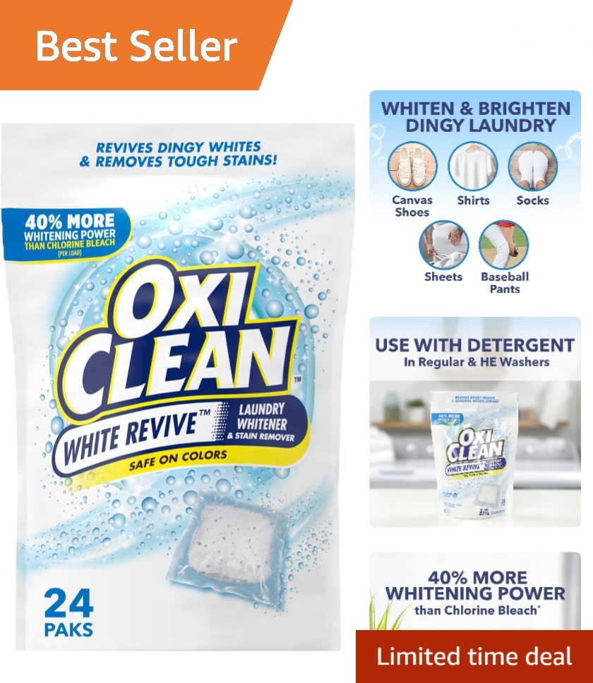 Effortless Laundry Brightening: 24 Count Unscented Whitener & Stain Remover Paks