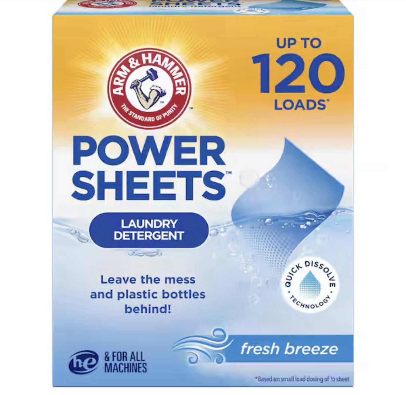 ARM & HAMMER Laundry Detergent Power Sheets Fresh Breeze 60 ct