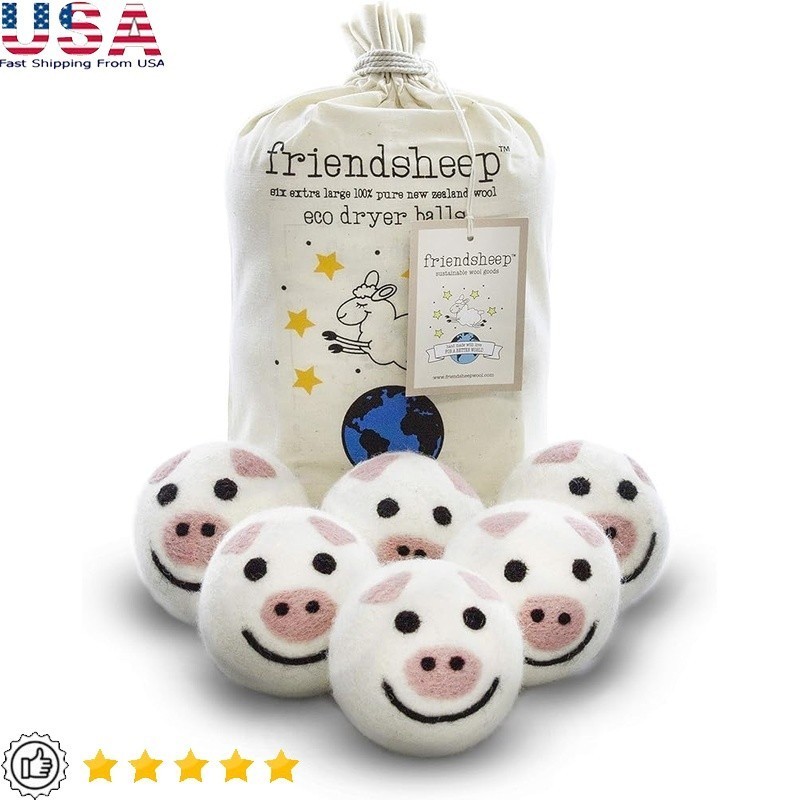 Organic Wool Dryer Balls Hypoallergenic Chemical Free Eco-Friendly 6 Pack New