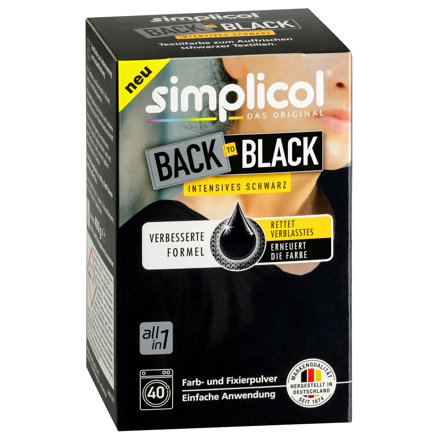 2 Packs SIMPLICOL BACK TO BLACK Textile Paint Intense Black 400g