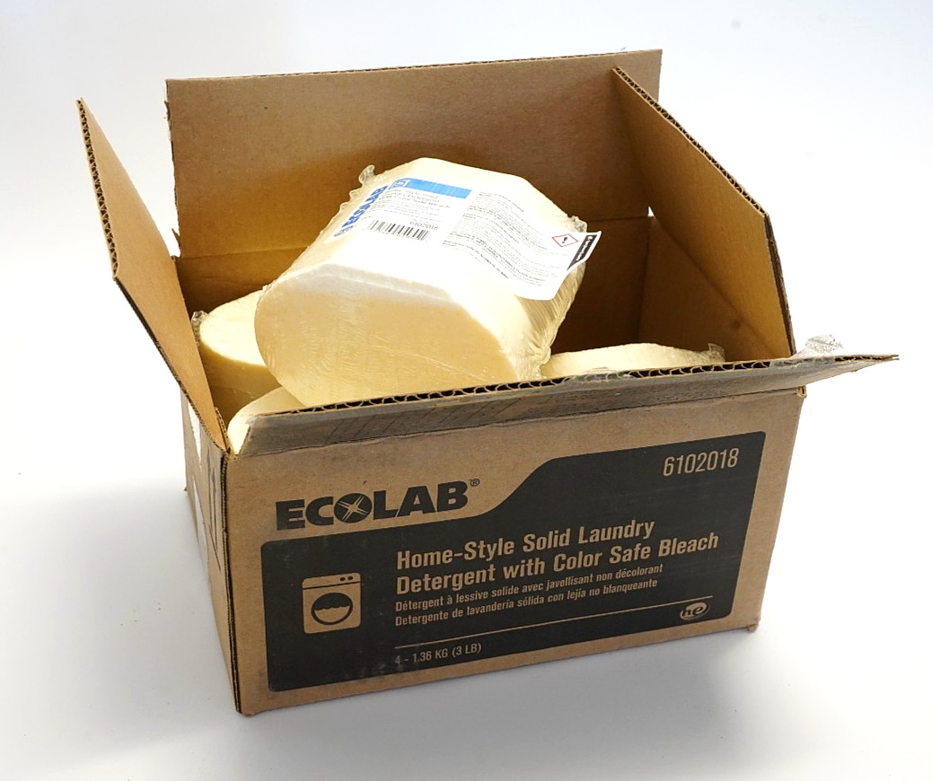 Ecolab 6102018 Home style solid Laundry detergent w color safe bleach 4 x 3 lb