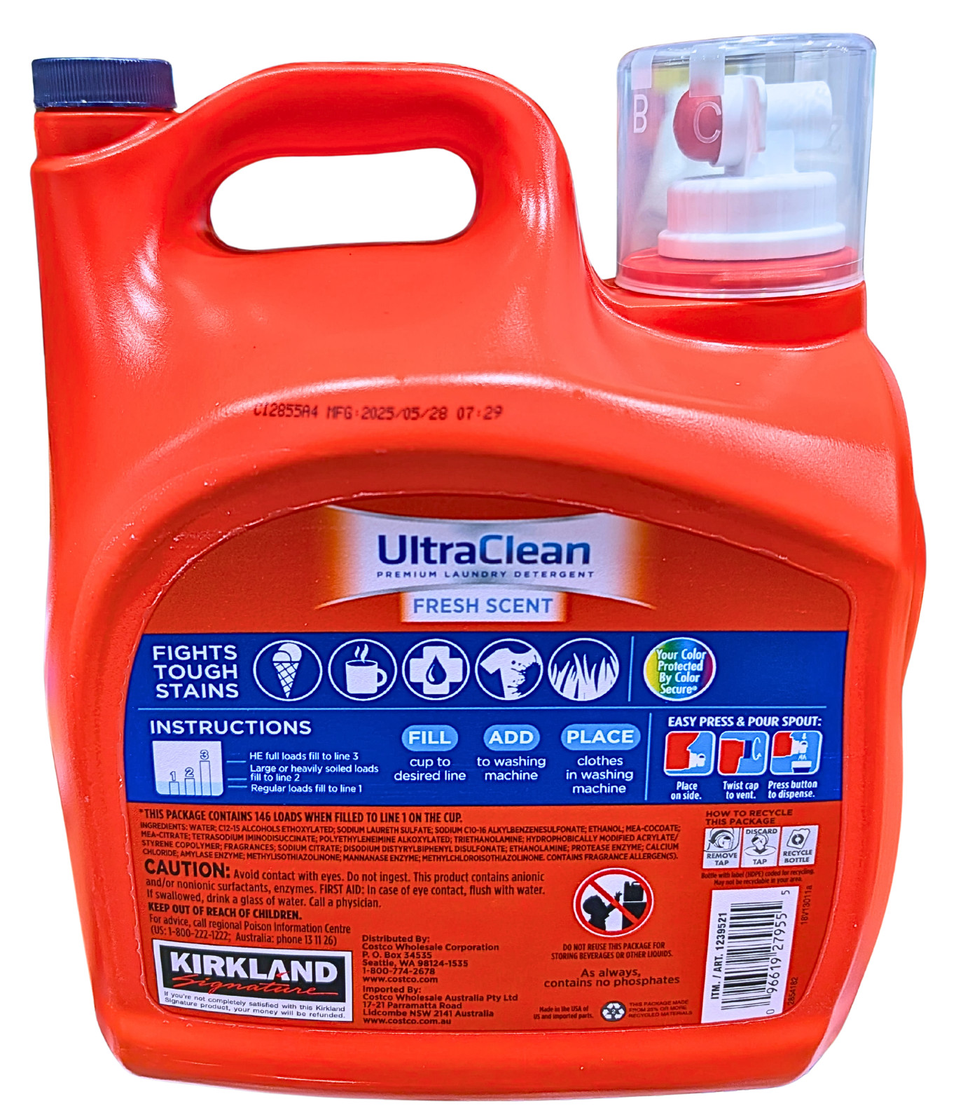 Kirkland Signature Ultra Liquid HE Detergent Fresh Scent 194 Ounce 146 Loads