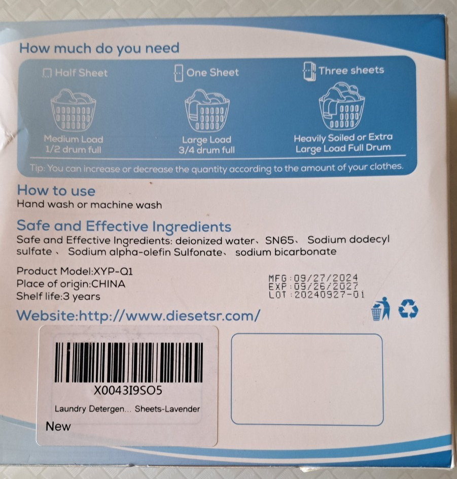 Diesetsr Laundry Detergent Sheets 150ct 300 Loads Lavender Exp 09/2027 New