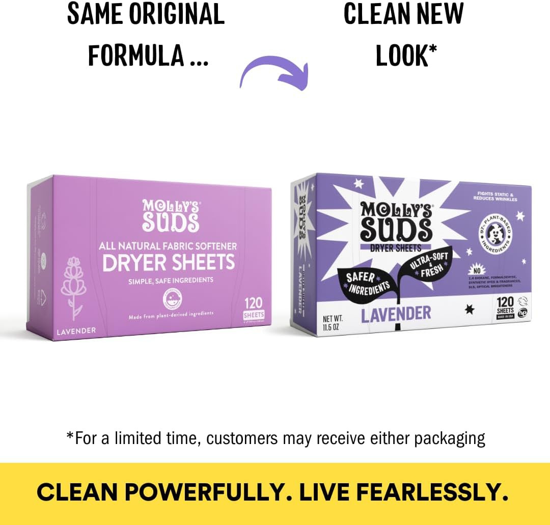 Molly’s Suds Dryer Sheets Lavender 120 Sheets Fabric Softener