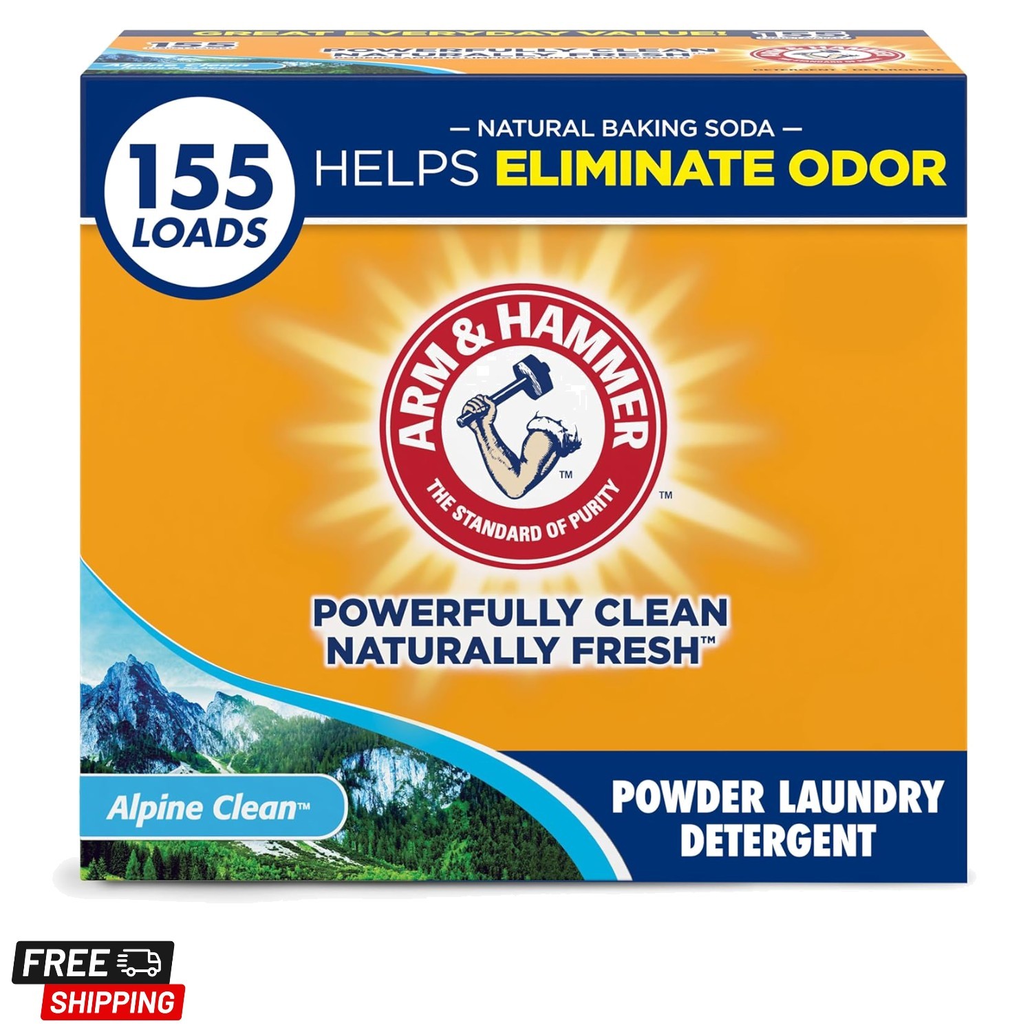 Powder Laundry Detergent, Alpine Clean, 9.56 lb, 155 Loads