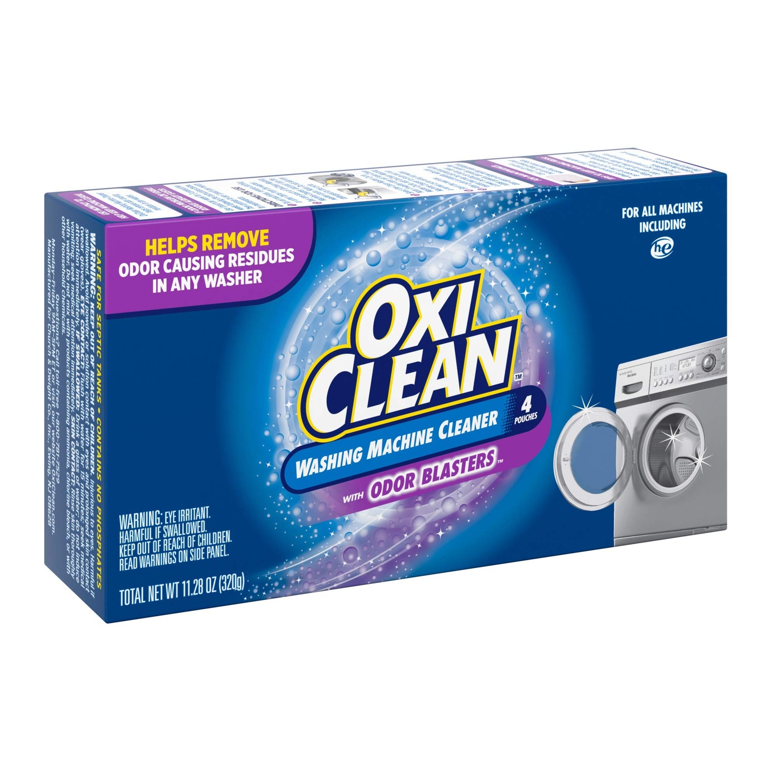 OxiClean Washing Machine Cleaner with, ODOR BLASTERS, 4 Count Fresh