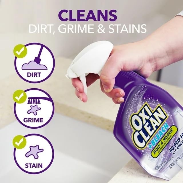 OxiClean plus Bleach, No Drip Foam, Mold & Mildew 30 Fl Oz (Pack of 2)