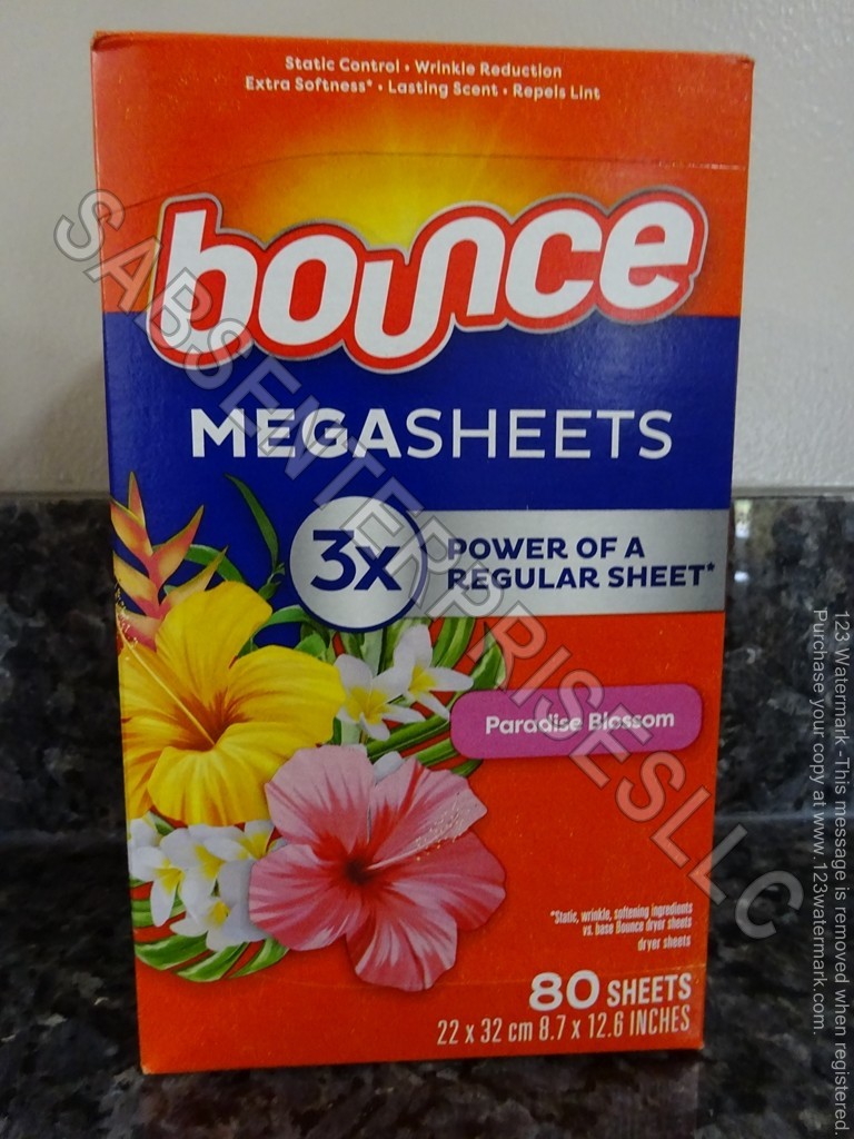 240 Bounce PARADISE BLOSSOM MEGASHEETS Softener Dryer Sheets (3 boxes 80 each)