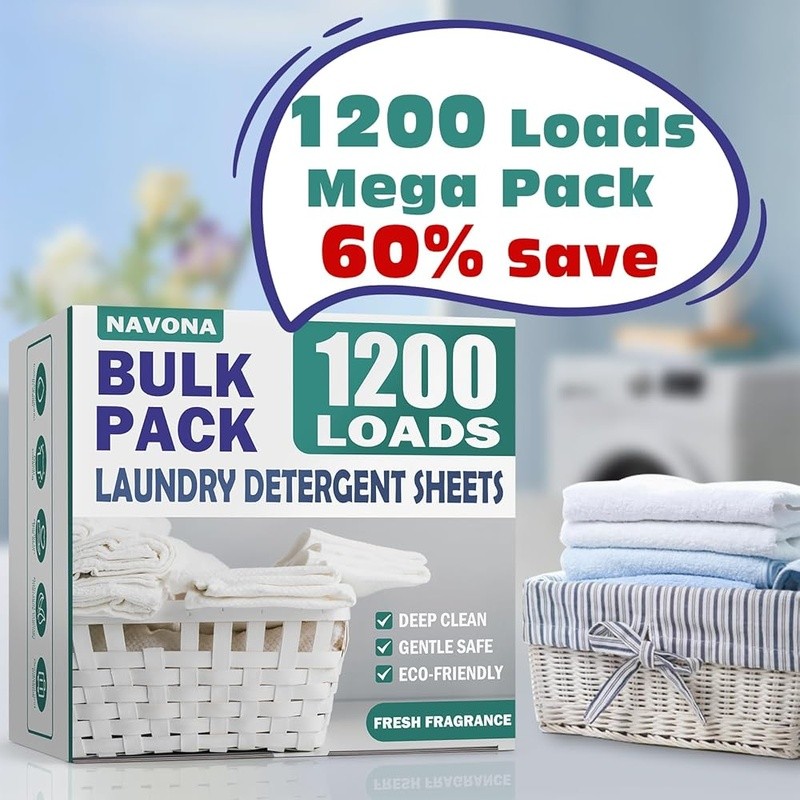 Eco-Friendly Laundry Sheets 1200 Count Stain Remover Gentle Sensitive Skin New